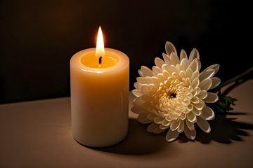 烛与白菊寄情思清明节摄影1