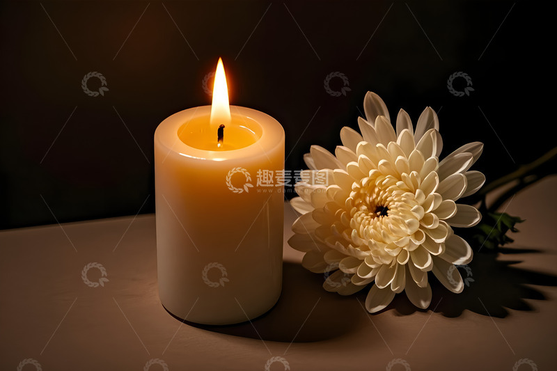 高清大图下载【趣麦麦图】烛与白菊寄情思清明节摄影1