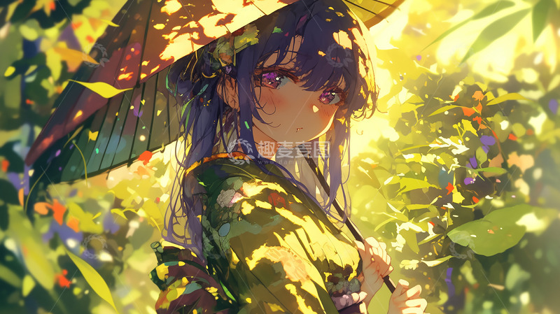 高清大图下载【趣麦麦图】阳光下撑伞的美女素材