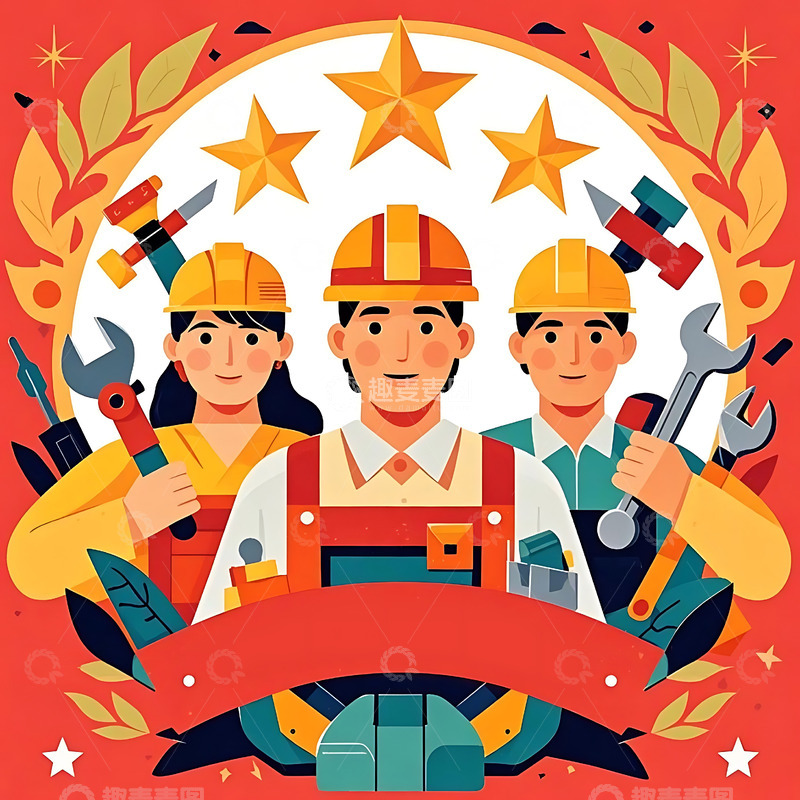 五一劳动节卡通人物4