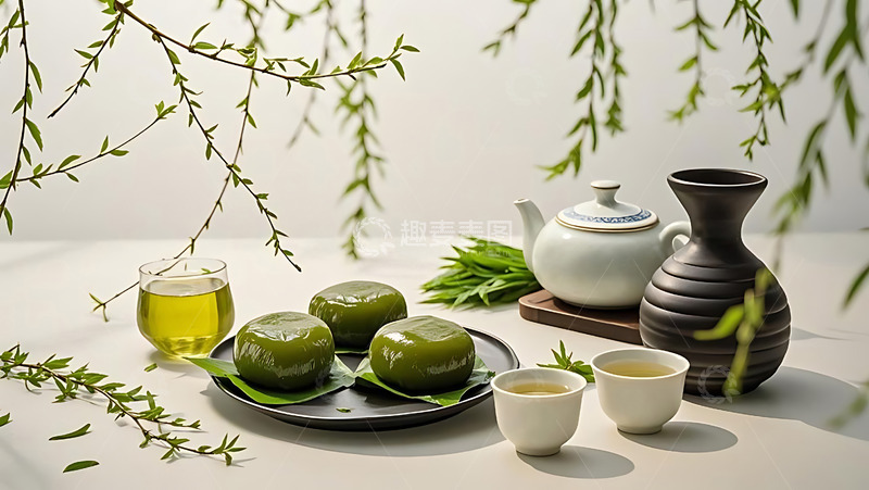 高清大图下载【趣麦麦图】清明节青团艾草高清摄影特写2