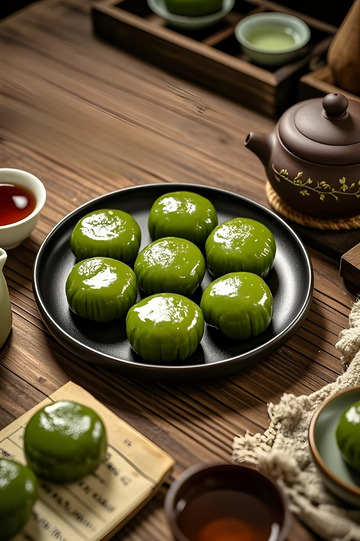 清明节美食青团摄影图