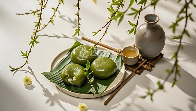 高清大图下载【趣麦麦图】清明节青团艾草高清摄影特写4