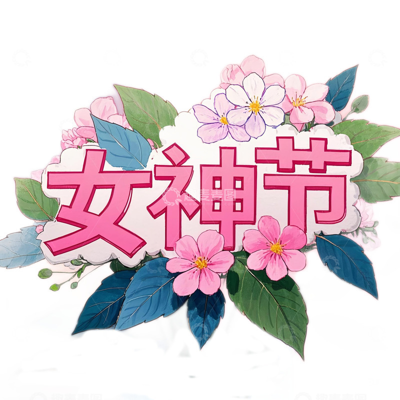 高清大图下载【趣麦麦图】女神节艺术字2