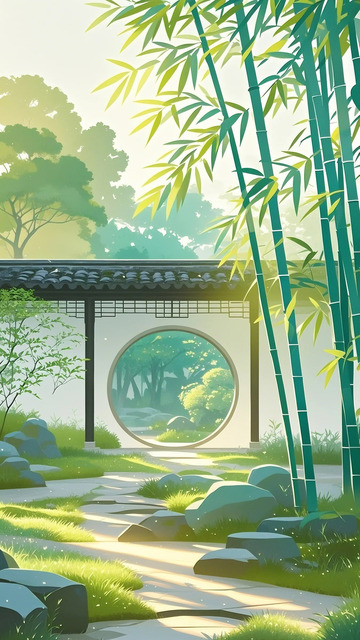 建筑 渐变色 园林1