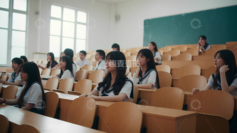 高清大图下载【趣麦麦图】教室里上课的女学生人像摄影