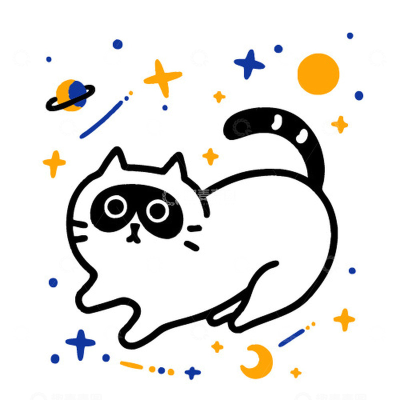 可爱的猫咪简笔涂鸦素材