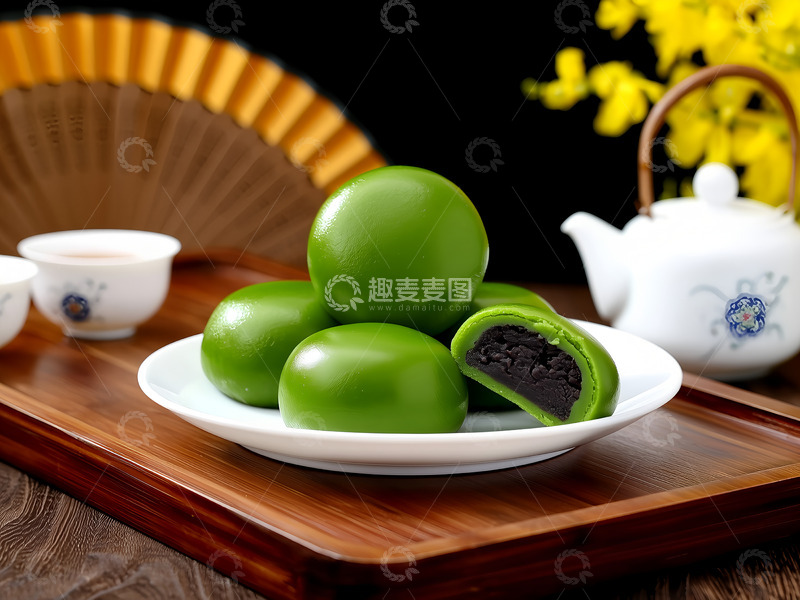 高清大图下载【趣麦麦图】清明节美食青团摄影图1