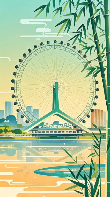 建筑 渐变色 天津之眼