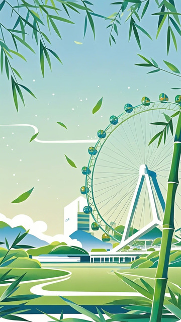 建筑 渐变色 天津之眼1