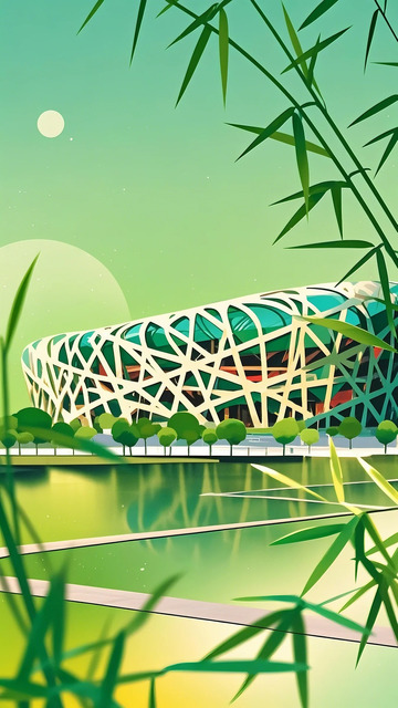 建筑 渐变色 鸟巢