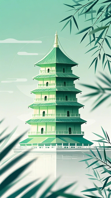 建筑 渐变色 塔 