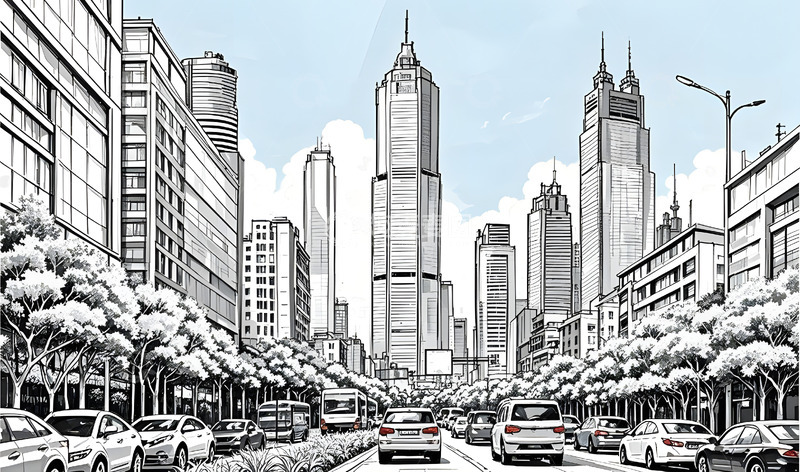 高清大图下载【趣麦麦图】深圳城市风光建筑线稿