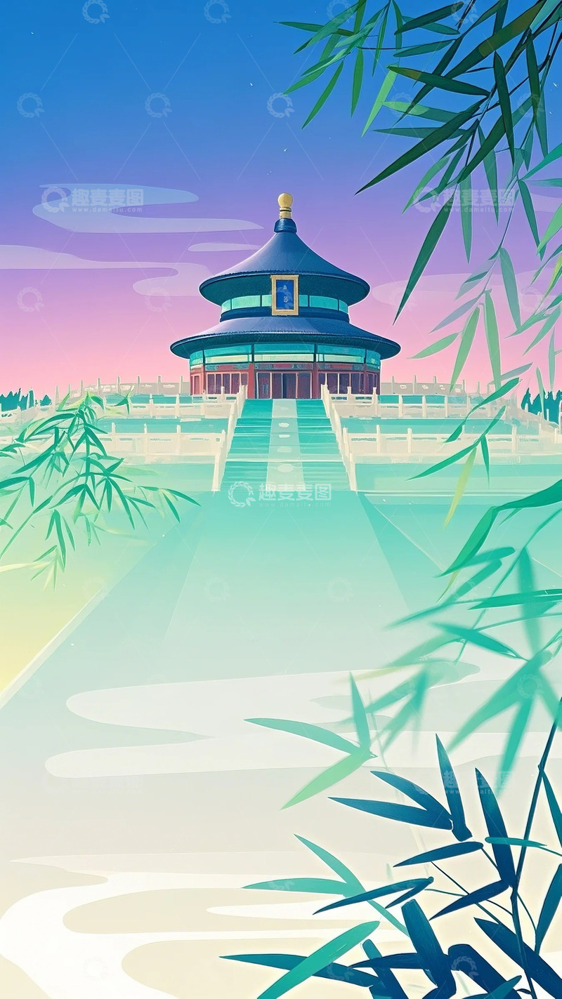 高清大图下载【趣麦麦图】建筑 渐变色 故宫 