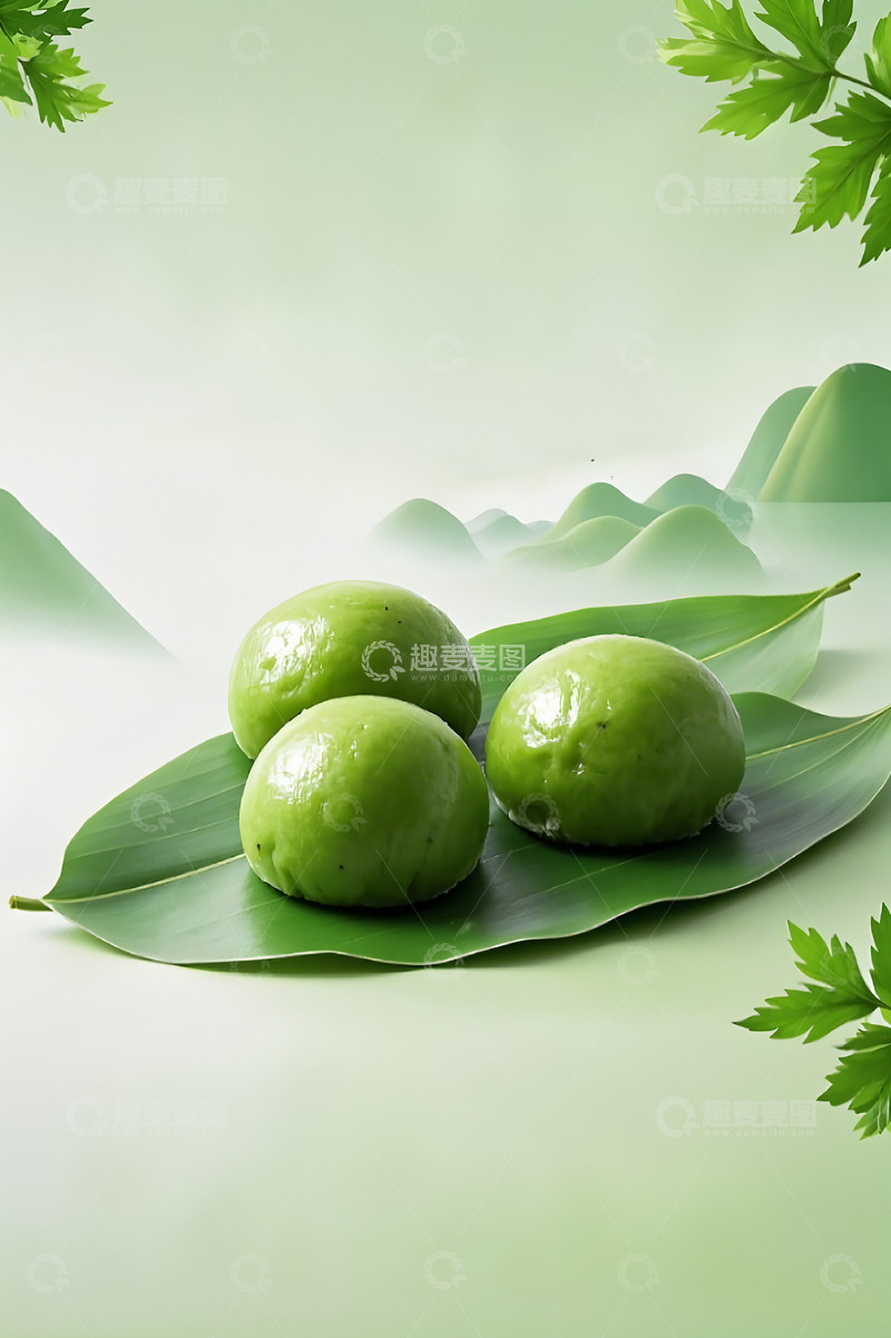 高清大图下载【趣麦麦图】寒食节的青团韵味清明节摄影背景