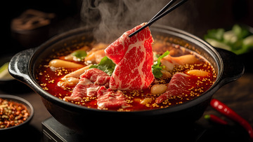 美食肥牛火锅摄影图