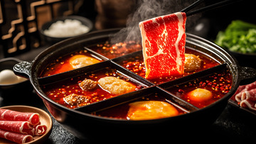 美食肥牛九宫格川味火锅摄影图1