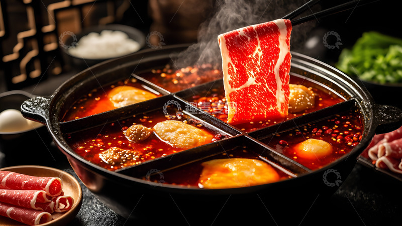 高清大图下载【趣麦麦图】美食肥牛九宫格川味火锅摄影图1