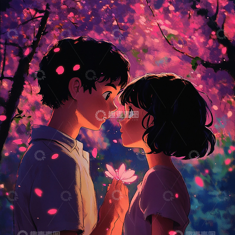 高清大图下载【趣麦麦图】粉色系桃花男孩女孩1