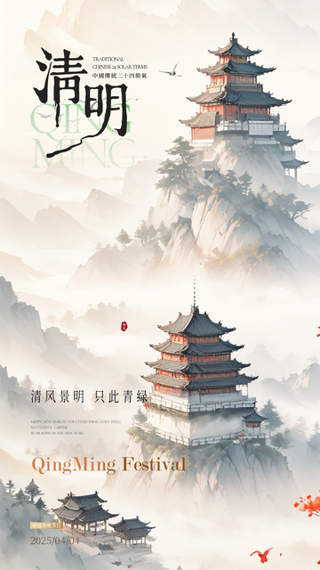 清明节创意海报