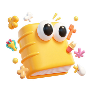 卡通3D可爱书本拟人电商PNG免抠元素