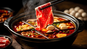 美食肥牛九宫格川味火锅摄影图