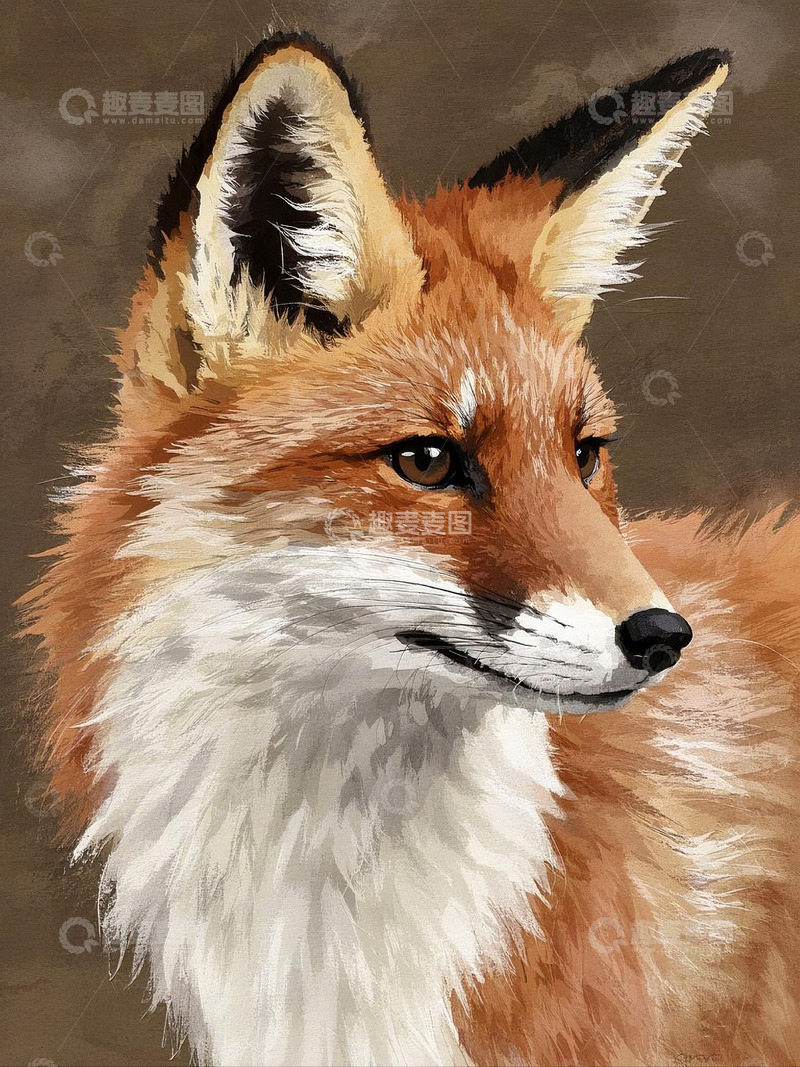 高清大图下载【趣麦麦图】手绘仿真狐狸