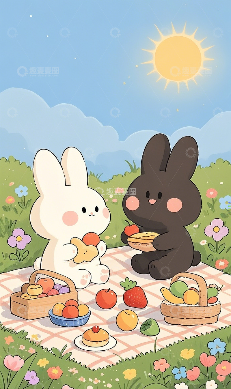 高清大图下载【趣麦麦图】春天到了 去野餐