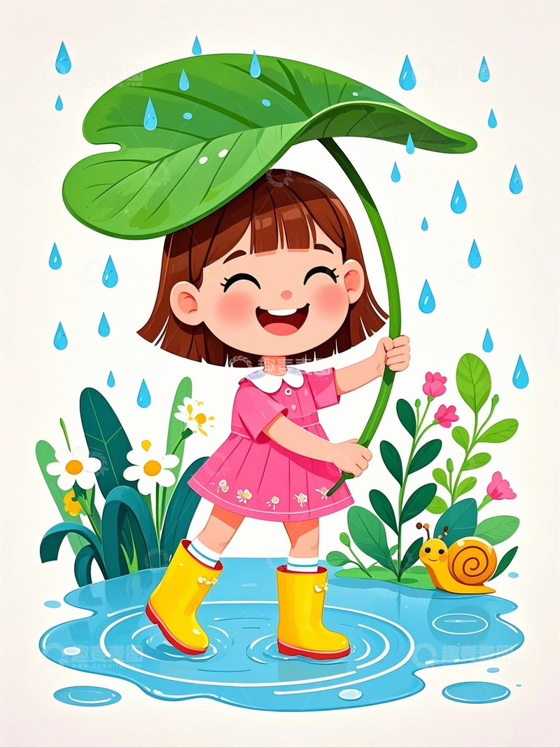 高清大图下载【趣麦麦图】春天春雨惊蛰谷雨人物4