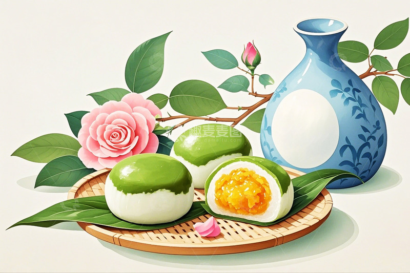高清大图下载【趣麦麦图】中国风清明节青团酒壶