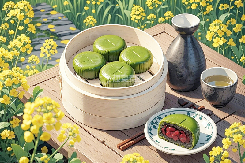 高清大图下载【趣麦麦图】清明节青团酒壶7