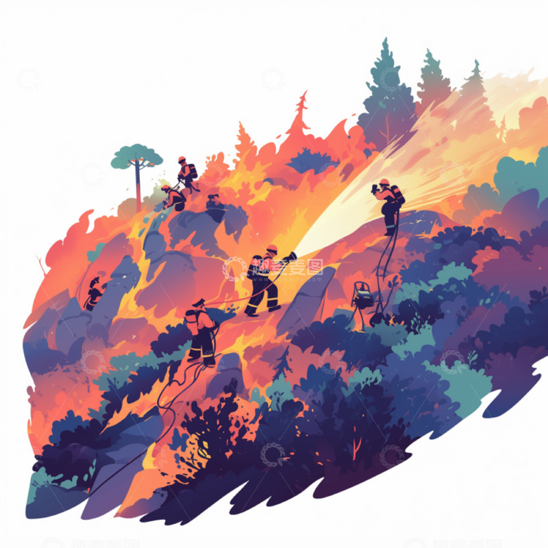 高清大图下载【趣麦麦图】火光下的英雄