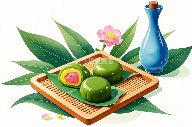 高清大图下载【趣麦麦图】清明节青团酒壶9