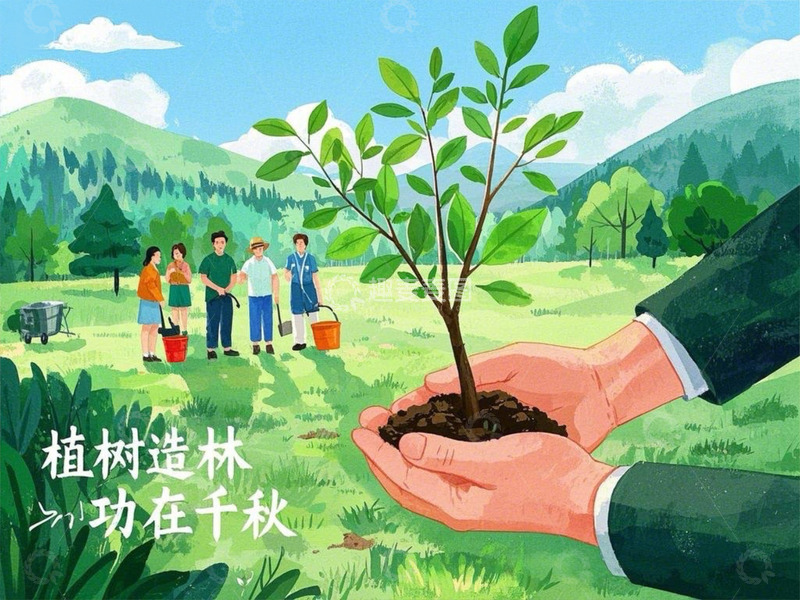 高清大图下载【趣麦麦图】植树造林，功在千秋