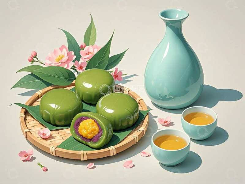 高清大图下载【趣麦麦图】清明节青团酒壶4