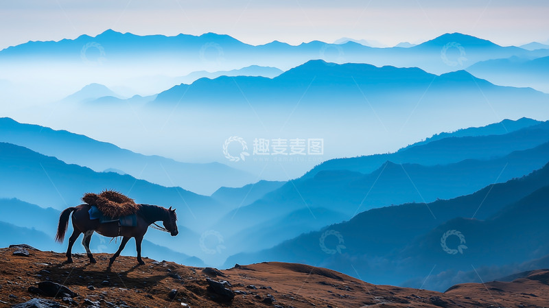 高清大图下载【趣麦麦图】马匹山峦风景