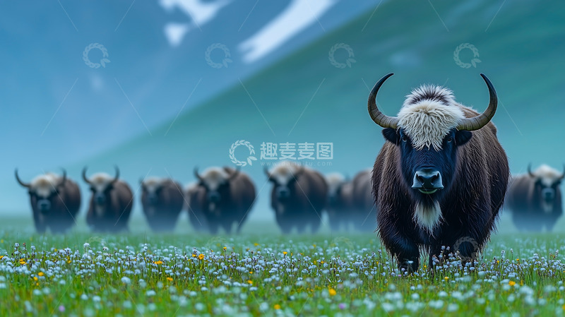 高清大图下载【趣麦麦图】高原草原牦牛