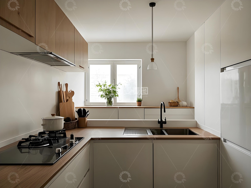 高清大图下载【趣麦麦图】木色中岛台现代厨房