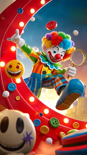 愚人节小丑大冒险愚人节卡通背景