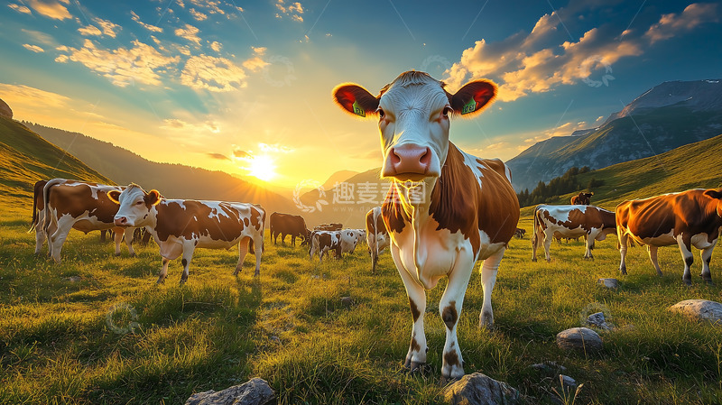 高清大图下载【趣麦麦图】草原畜牧业奶牛