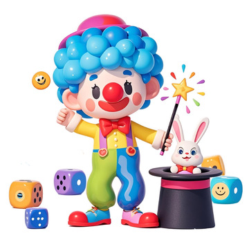 愚人节小丑的魔术秀卡通素材