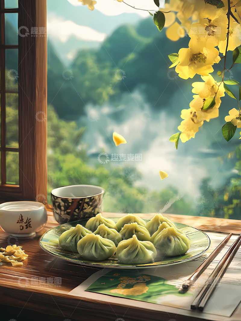 高清大图下载【趣麦麦图】清明节-青团1