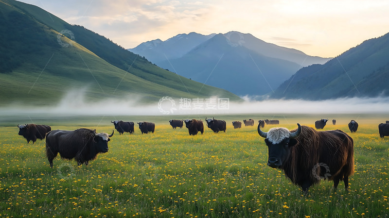 高清大图下载【趣麦麦图】牦牛高原草原