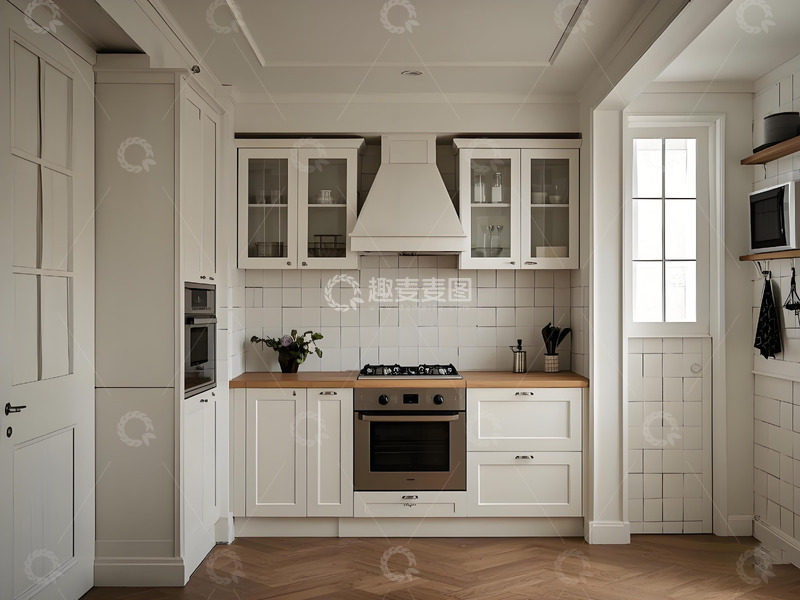 高清大图下载【趣麦麦图】白色复古开放式厨房