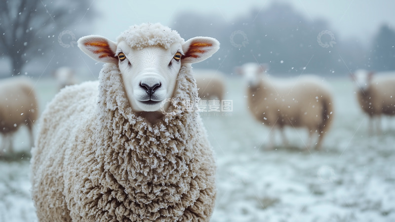 高清大图下载【趣麦麦图】雪地动物绵羊