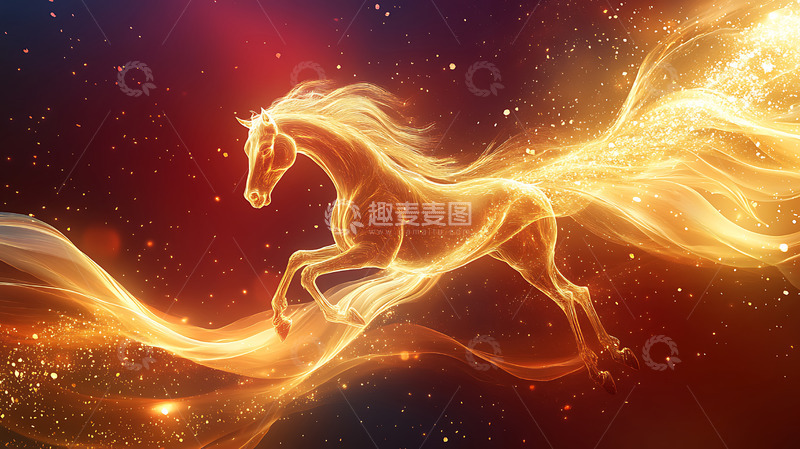 高清大图下载【趣麦麦图】2026马年红色科技感大气kv背景15