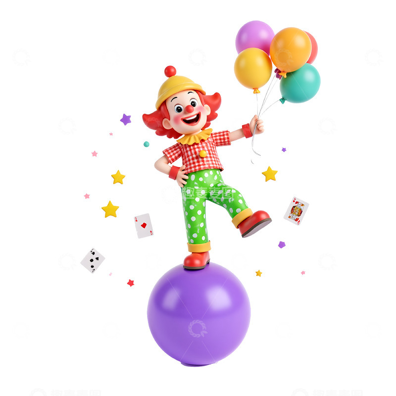 高清大图下载【趣麦麦图】愚人节可爱3D卡通小丑素材