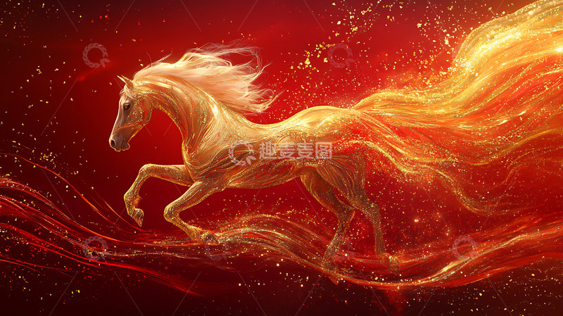 高清大图下载【趣麦麦图】2026马年红色科技感大气kv背景