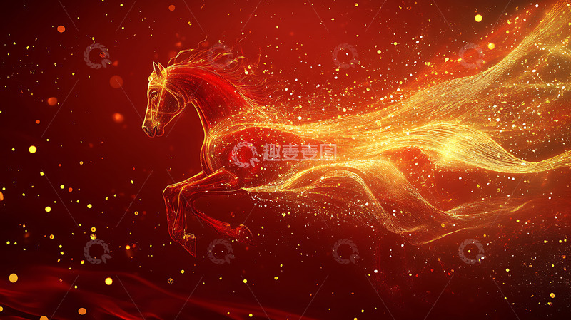 高清大图下载【趣麦麦图】2026马年红色科技感大气kv背景5