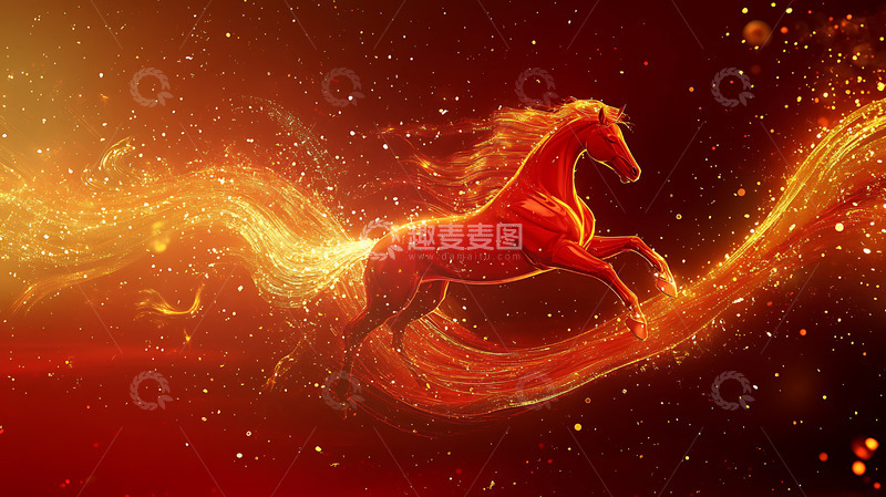 高清大图下载【趣麦麦图】2026马年红色科技感大气kv背景26